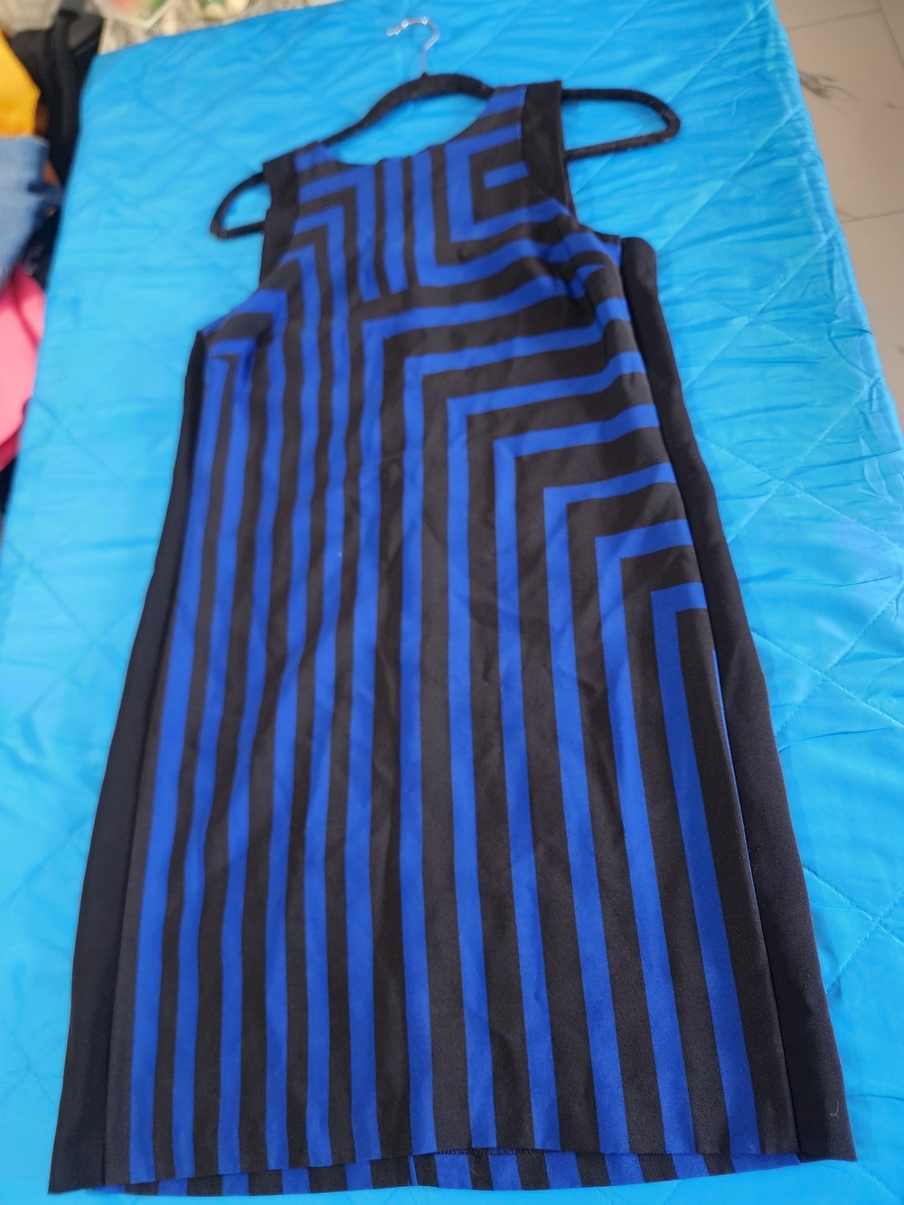 Mossimo Supply Co. Black and Blue Striped Sleeveless Dress
